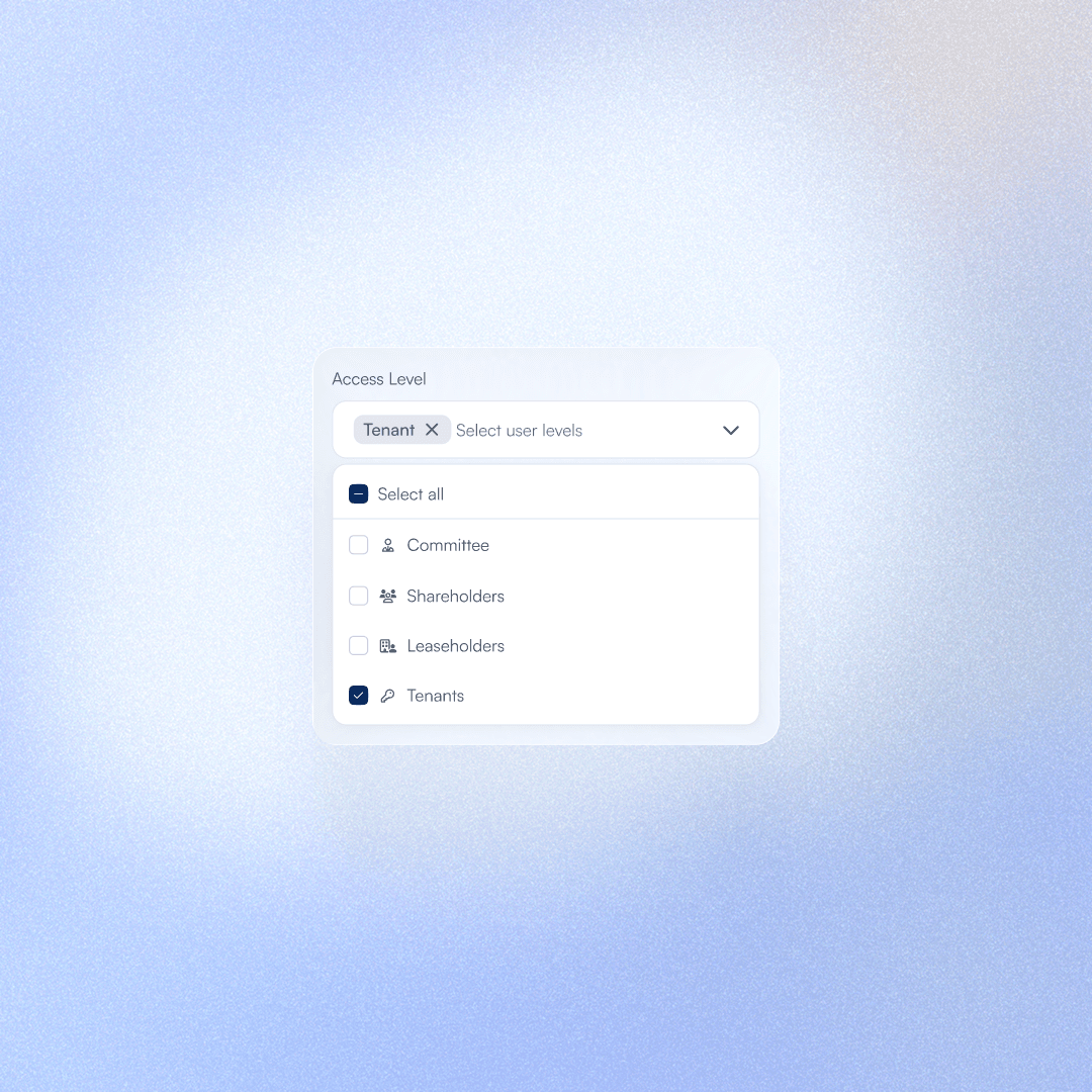 Choosing who can see a document — the access level resolved through a quick selection at the point it's added