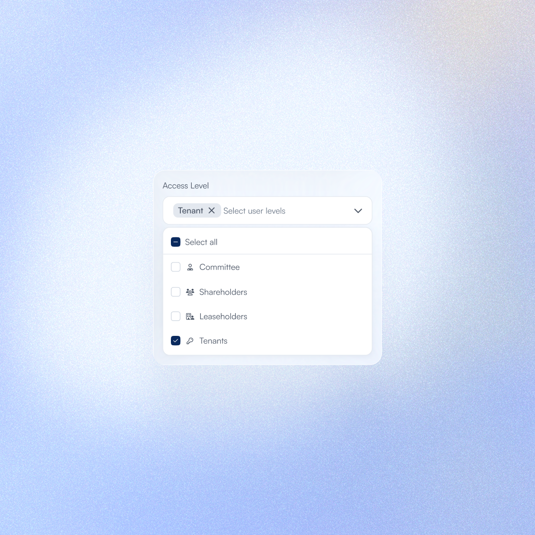 Choosing who can see a document — the access level resolved through a quick selection at the point it's added