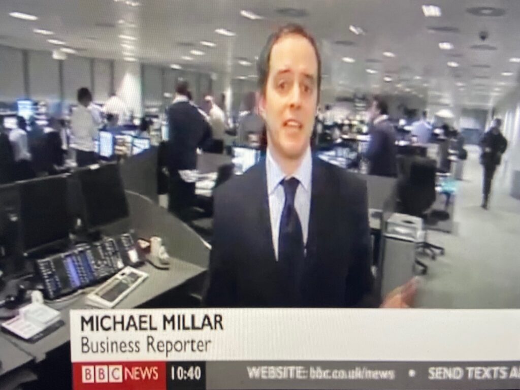 Screenshot of Smpl's Michael Millar reporting for the BBC